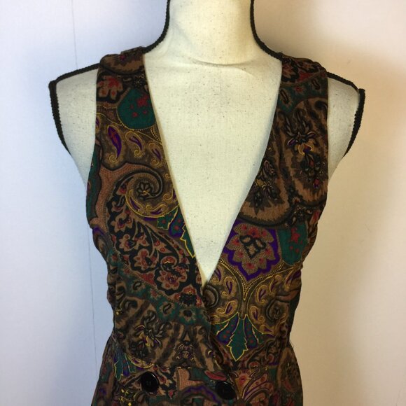 Vintage R.J. Stevens Jumper Dress Size 10P Womens Petite Brow Paisley Sleeveless - Picture 9 of 15